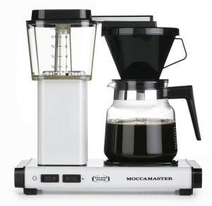 Moccamaster KBG 741 10-Cup Coffee Brewer with Glass Carafe, White Metallic