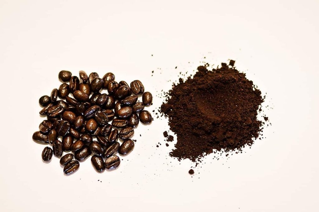 coffee beans and ground coffee