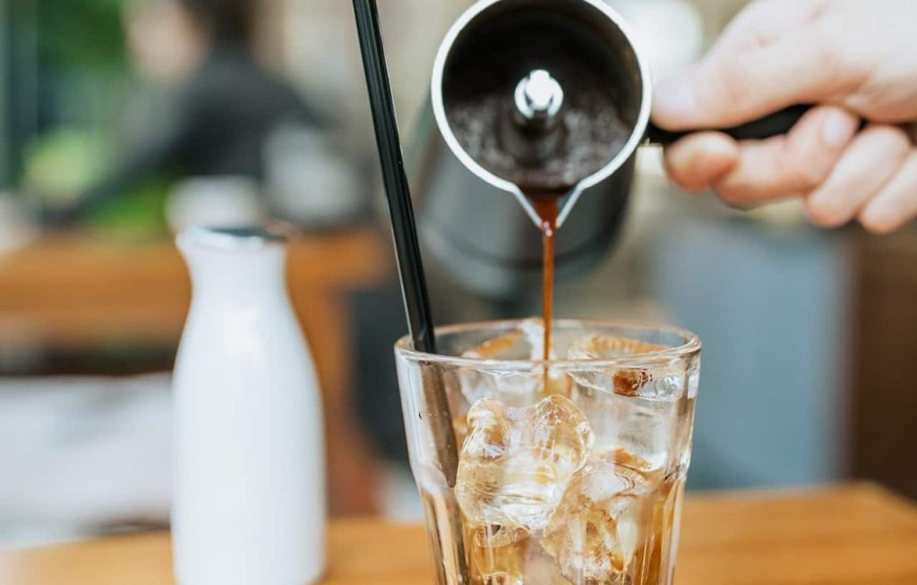 pour espresso over ice