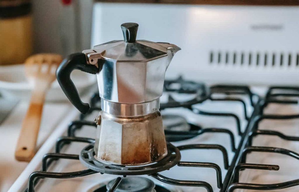 moka pot on stove